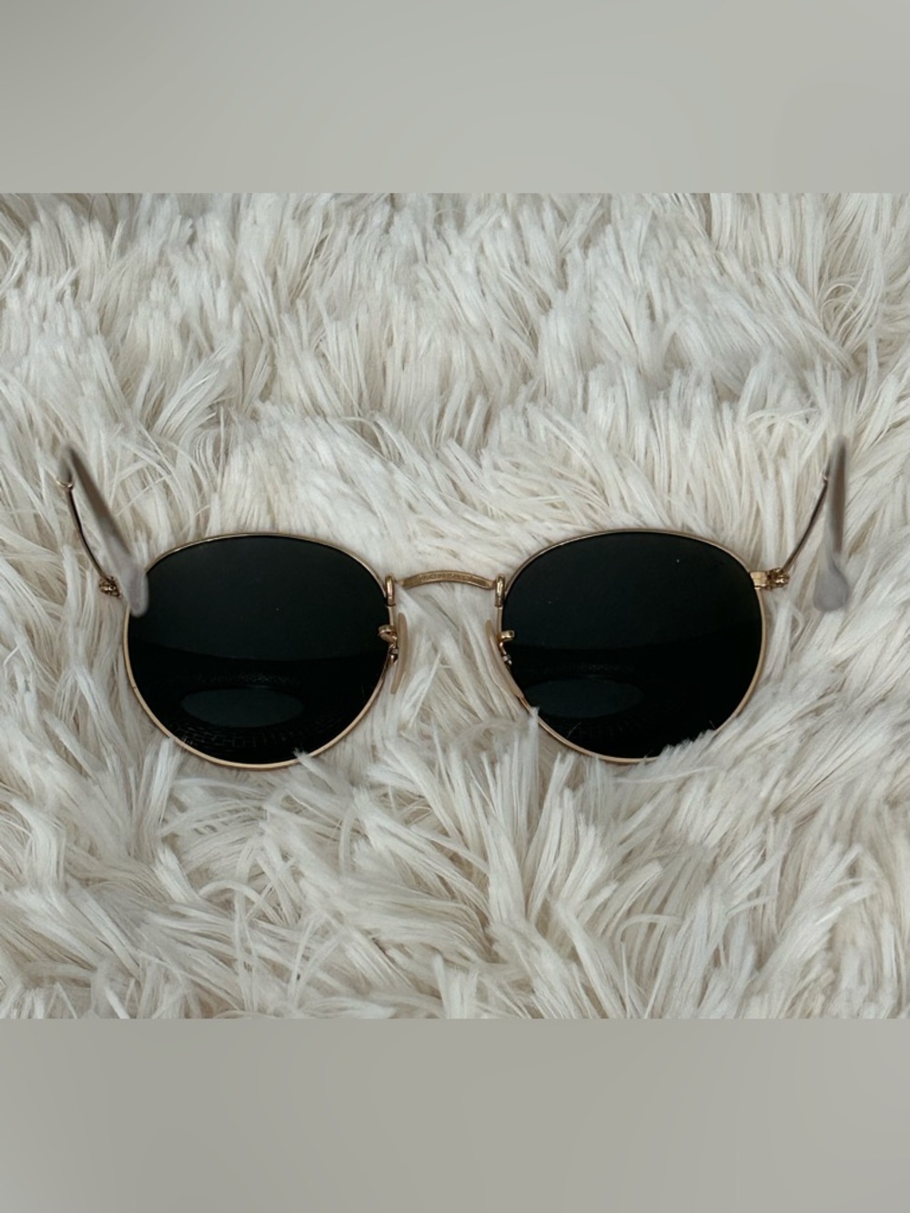 Ray Ban 3447 Round Gold Metal Frame Sunglasses Green Lenses Case Unisex Italy - Picture 7 of 14
